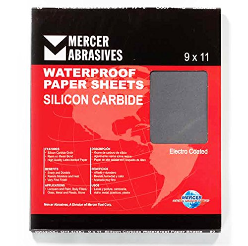 Mercer Industries 220220A - 9 x 11 Silicon Carbide Waterproof Paper Sheets, Grit 220A (50 pack)