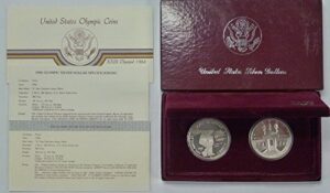 1983 s olympics 2 coins silver 83-84 proof ogp