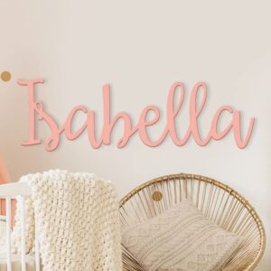 personalized custom wooden name sign - emma font baby name sign for nursery and wall decor (12"-55" wide) - painted wood letter nursery decor - wall art for girl or boy room by 48 hour monogram