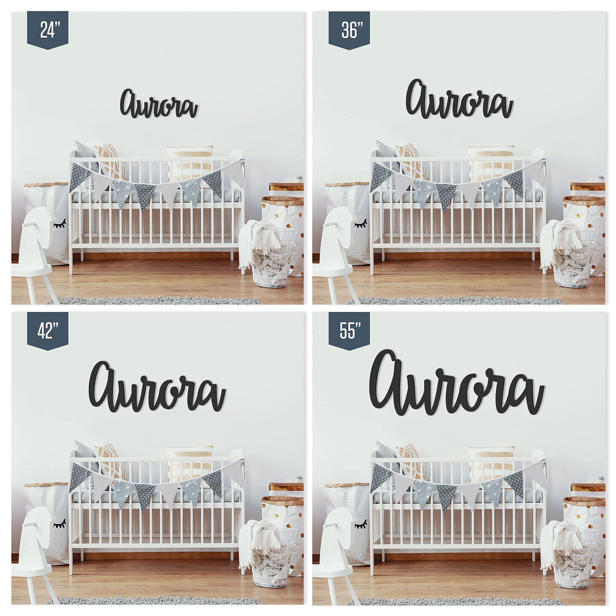 Personalized Custom Wooden Name Sign - EMMA Font Baby Name Sign For Nursery and Wall Decor (12"-55" Wide) - PAINTED Wood Letter Nursery Decor - Wall Art For Girl or Boy Room By 48 Hour Monogram