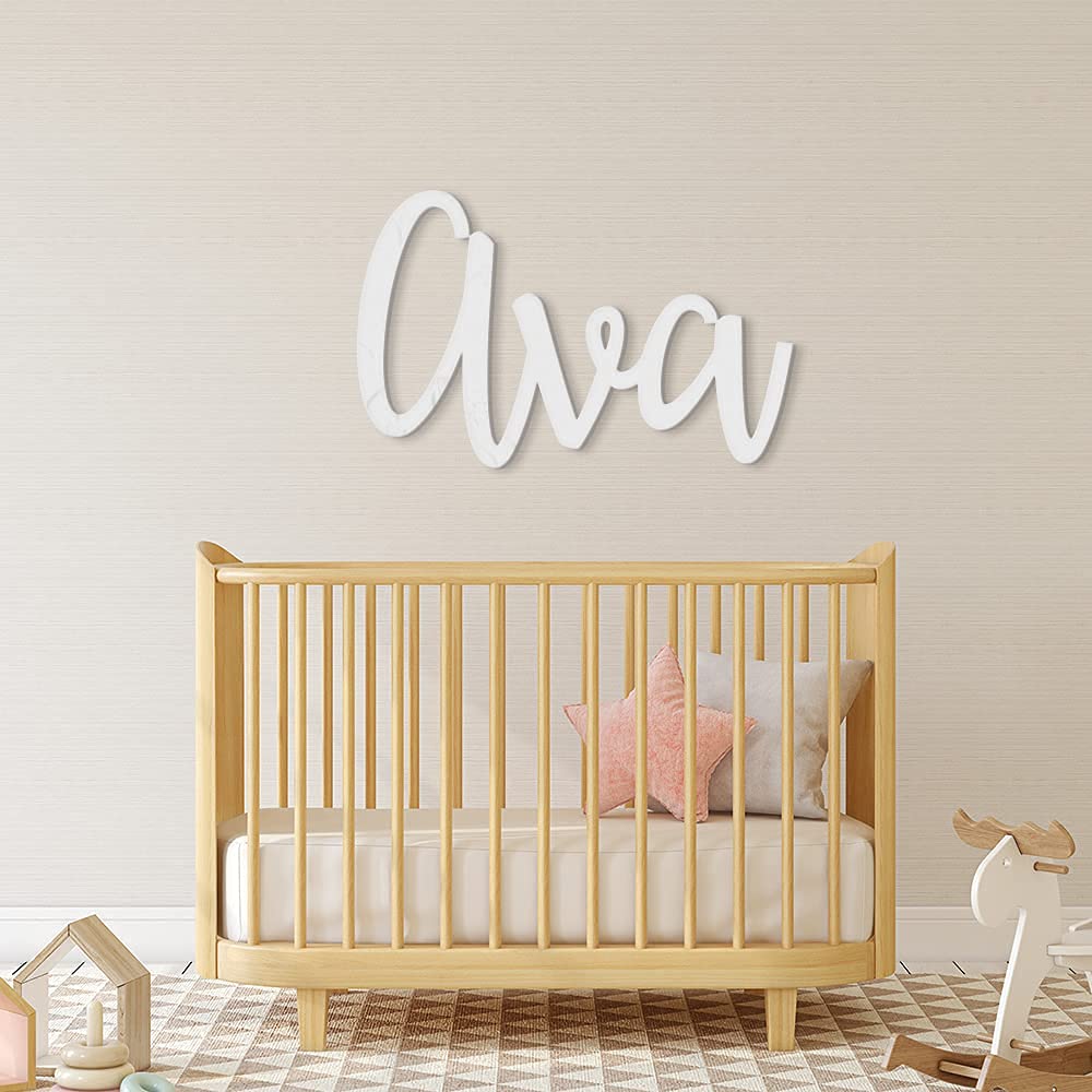 Personalized Custom Wooden Name Sign - EMMA Font Baby Name Sign For Nursery and Wall Decor (12"-55" Wide) - PAINTED Wood Letter Nursery Decor - Wall Art For Girl or Boy Room By 48 Hour Monogram