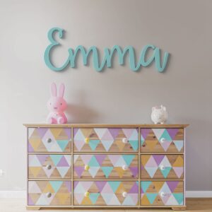 Personalized Custom Wooden Name Sign - EMMA Font Baby Name Sign For Nursery and Wall Decor (12"-55" Wide) - PAINTED Wood Letter Nursery Decor - Wall Art For Girl or Boy Room By 48 Hour Monogram