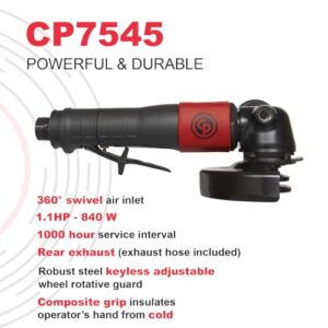 Chicago Pneumatic CP7545-B - Air Grinder Tool, Welder, Woodworking, Automotive Car Detailing, Stainless Steel Polisher, Heavy Duty, Right Angle Grinder, 4.5 Inch (115 mm), 1.13 HP/840W - 12000RPM