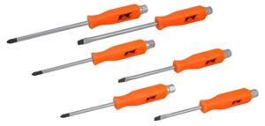 performance tool w1729 professional go-through screwdriver set with heat resistant handles and magnetic tips, includes phillips and slotted sizes