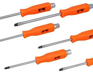 Performance Tool W1729 Professional Go-Through Screwdriver Set with Heat Resistant Handles and Magnetic Tips, Includes Phillips and Slotted Sizes