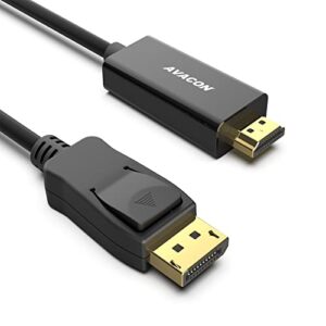 avacon displayport to hdmi 6 feet gold-plated cable, display port to hdmi adapter male to male black