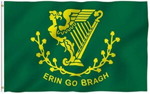 anley fly breeze 3x5 foot erin go bragh flag - vivid color and fade proof - canvas header and double stitched - ireland forever flags polyester with brass grommets 3 x 5 ft