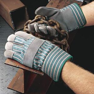 Galeton Heavy Shoulder Leather Palm Gloves Safety Cuff Green Stripe 12 Pack 2114, 2x-large