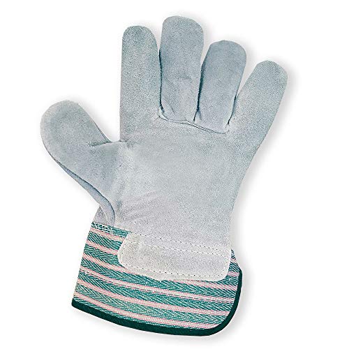 Galeton Heavy Shoulder Leather Palm Gloves Safety Cuff Green Stripe 12 Pack 2114, 2x-large