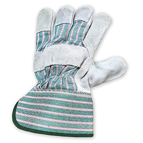 Galeton Heavy Shoulder Leather Palm Gloves Safety Cuff Green Stripe 12 Pack 2114, 2x-large