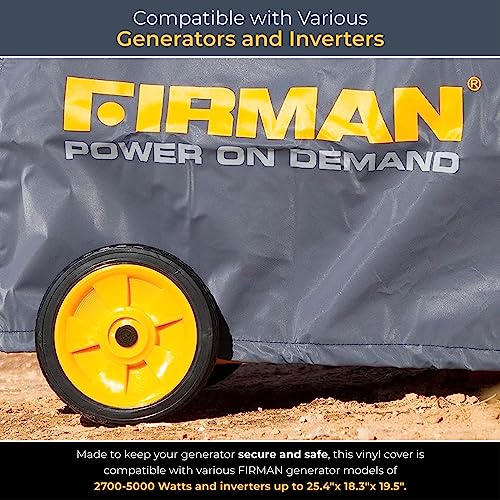 FIRMAN 1002 Portable Generator and Inverter Cover, Double-Insulted Generator Cover, Fits 2700-5000 Watt Generators and Inverters up to 25.4" X 18.3" X 19.5", Cover Measures‎ 11.4" x 6.9" x 3.9", Medium