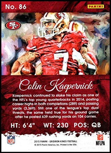 2015 Panini Gridiron Kings #86 Colin Kaepernick NM-MT San Francisco 49ers Official NFL Football Trading Card
