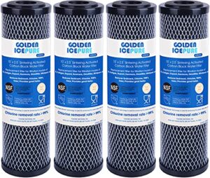 golden icepure 1 micron 2.5" x 10" whole house cto carbon sediment water filter compatible with dupont wfpfc8002, wfpfc9001, fxwtc, culligan p5-d, whcf-whwc, d-10a, dwc30001, scwh-5, 4pack