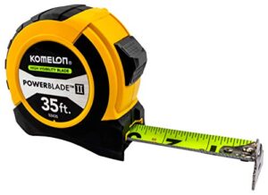 komelon 52435; 35' x 1.06" powerblade ii tape measure, abs case, black/yellow, small