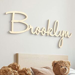 personalized custom wooden name sign - brooklyn font baby name sign for nursery and wall decor (12"-55" wide) - painted wood letter nursery decor - wall art for girl or boy room by 48 hour monogram