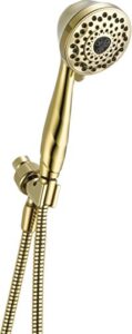 delta faucet 7-spray hand held shower head with hose, gold handheld shower head, hand shower, handheld shower, detachable shower head, polished brass 59346-pb-pk