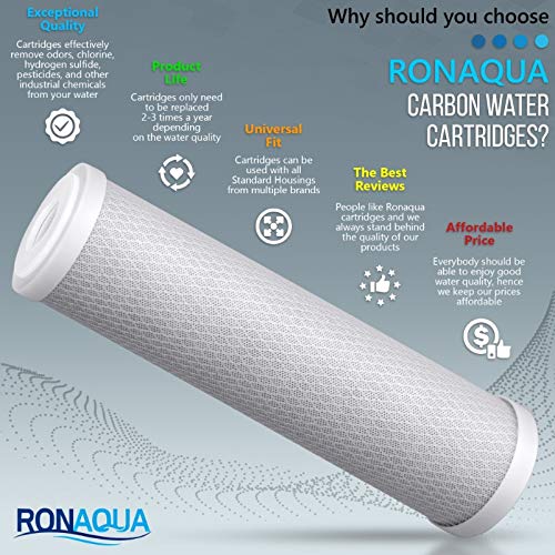 5MC-25PK 5 Micron 10-Inch carbon Block Water Filter Cartridge Coconut Shell Activated Carbon WELL-MATCHED with WFPFC8002, WFPFC9001, WHCF-WHWC, WHEF-WHWC, FXWTC, SCWH-5, 25-Pack