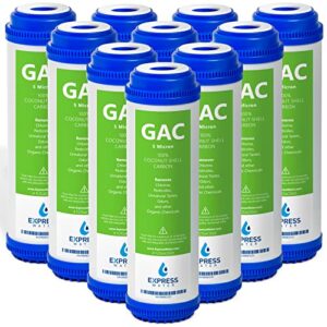 express water – 10 pack granular activated carbon gac water filter replacement – 5 micron – 10 inch – under sink and reverse osmosis system
