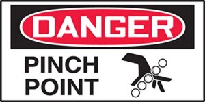 accuform"danger pinch point" adhesive vinyl safety label, pack of 10, 1.5" x 3", red/black on white, leqm009vsp