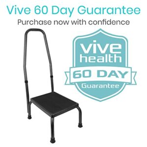 Vive Step Stool with Handle for Elderly and Adults - Bariatric Heavy Duty Footstool Riser for Kids - Platform with Handrail for Kitchen, Bedroom, Bathroom - Portable, Lightweight Step for Senior