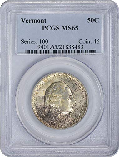 Vermont Commemorative Half Dollar 1927, MS65, PCGS