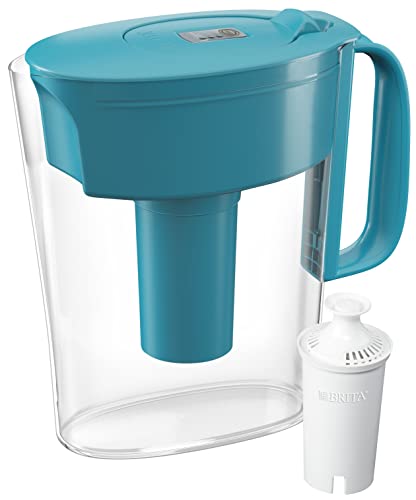 Brita Water Filter Pitcher for Tap and Drinking Water with 1 Standard Filter, Lasts 2 Months, 6-Cup Capacity, BPA Free, Turquoise