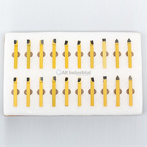 20 PC 1/4" C2 & C6 Carbide-Tipped Tool BIT Set Single Point BRAZED Lathe KIT