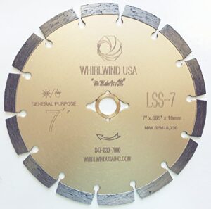 whirlwind usa lss 7 inch diamond blade,dry or wet cutting hot pressing process saw blades broadened cutter head, for concrete stone brick masonry (7")