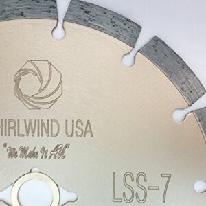 WHIRLWIND USA LSS 7 Inch Diamond Blade,Dry or Wet Cutting Hot Pressing Process Saw Blades Broadened Cutter Head, for Concrete Stone Brick Masonry (7")