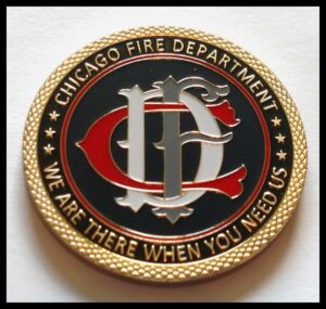 chicago fire department firefighter colorized challenge art coin