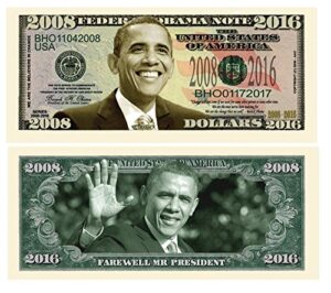 pack of 25 - barack obama 2008-2016 commemorative dollar bills