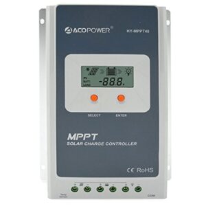 acopower 40a mppt solar charge controller 100v input hy-mppt40a with lcd display