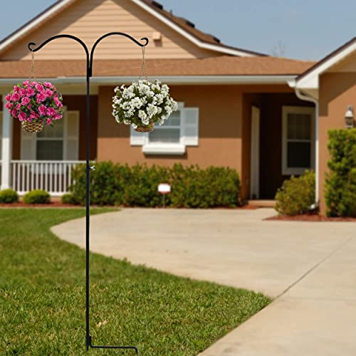 Ashman Black Shepherd Hook 65 Inch (2 Pack), 12MM Thick, Super Strong, Rust Resistant Steel Hook Ideal to use for at Hanging Wind Chimes, Hanging Plant Basket, Solar Light, Bird Feeder and More.