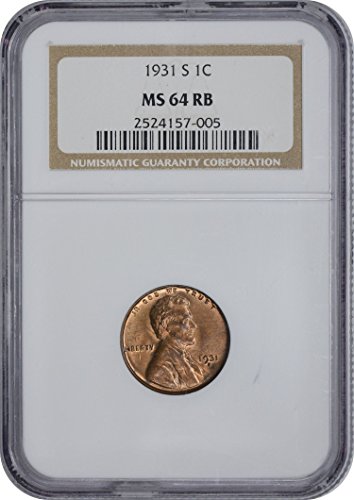 1931-S Lincoln Cent, MS64RB, NGC
