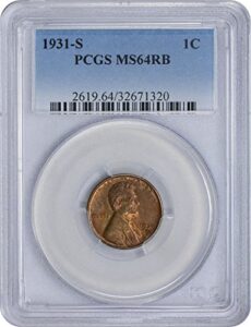 1931-s lincoln cent, ms64rb, pcgs