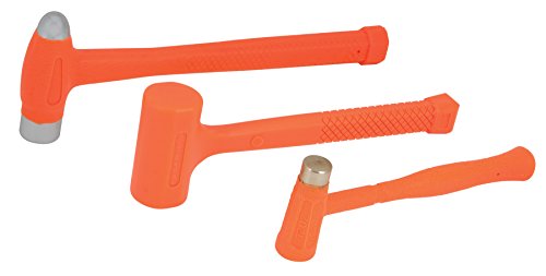 Performance Tool M7234 Dead Blow Hammer Set with Brass Cap, Ball-Peen, and Dead Blow Hammers and Urethane Coating, Orange (3-Piece)