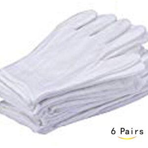 CTKcom White Soft Cotton Gloves,Large Size for Work/Lining Glove,Coin Jewelry Silver Inspection Gloves(6 Pairs) …