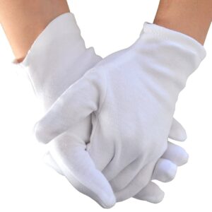 CTKcom White Soft Cotton Gloves,Large Size for Work/Lining Glove,Coin Jewelry Silver Inspection Gloves(6 Pairs) …