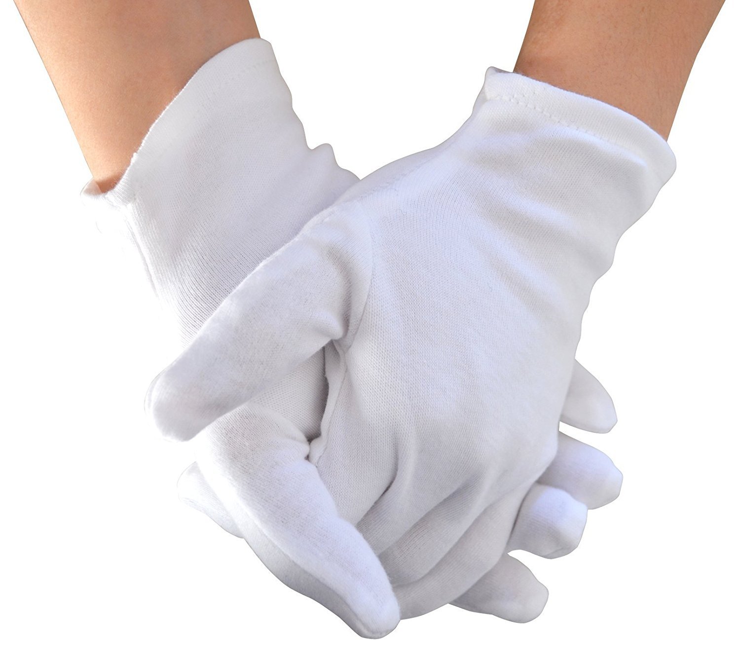 CTKcom White Soft Cotton Gloves,Large Size for Work/Lining Glove,Coin Jewelry Silver Inspection Gloves(6 Pairs) …