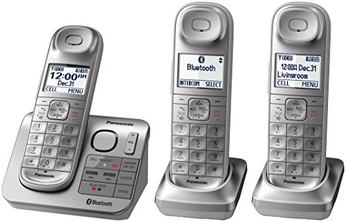 Panasonic KX-TGL463S Dect_6.0 3-Handset Landline Telephone, Silver & White