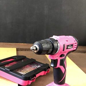 Apollo Tools Powerful Lightweight Cordless Drill, 10.8 Lithium Ion Battery with 30-Piece Accessory Drill Bit Set - Pink Ribbon - Pink- DT4937P