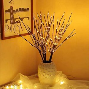 eambrite 3pk brown lighted twig branches pathway light with 30" 60 led warm white bulbs for outdoor and indoor