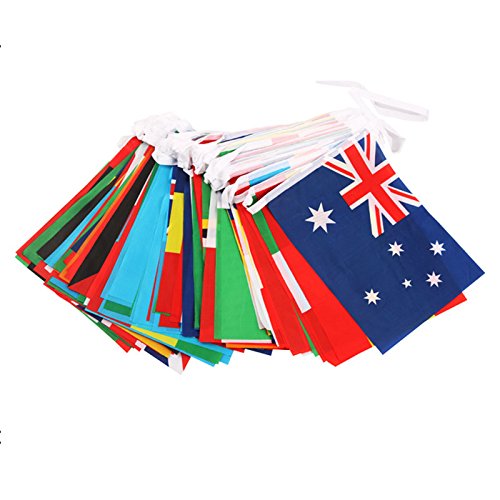 International Flags, G2PLUS® 164 Feet 8.2'' x 5.5'' World Flags, 200 Countries Olympic Flags Pennant Banner for Bar, Party Decorations, Sports Clubs, Grand Opening, Festival Events Celebration