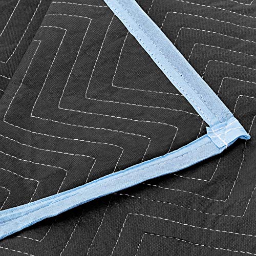 Sure-Max 12 Heavy-Duty Moving & Packing Blankets - Ultra Thick Pro - 80" x 72" (65 lb/dz weight) - Professional Quilted Shipping Furniture Pads Black