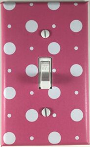 white pink polka dots single decorative single toggle light switch plate cover