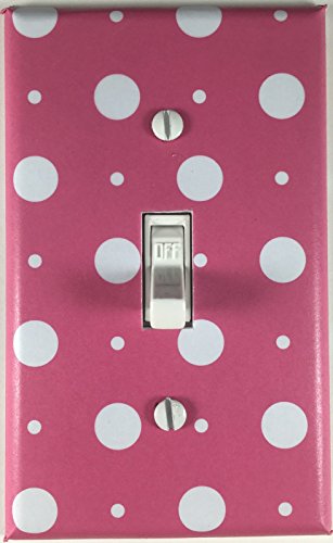 White Pink Polka Dots Single Decorative Single Toggle Light Switch Plate Cover