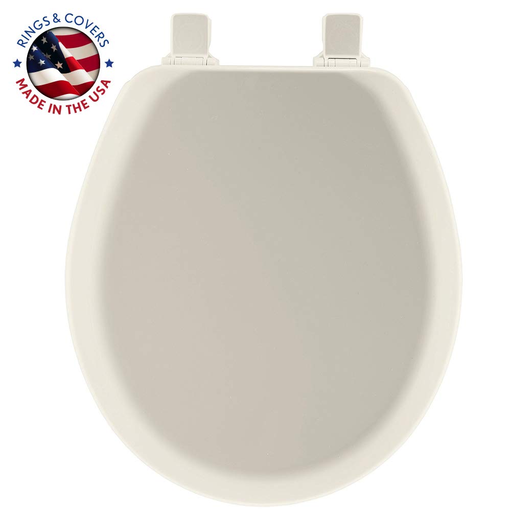 MAYFAIR 41EC 346 Cameron Toilet Seat will Never Loosen and Easily Remove, ROUND, Durable Enameled Wood, Biscuit/Linen