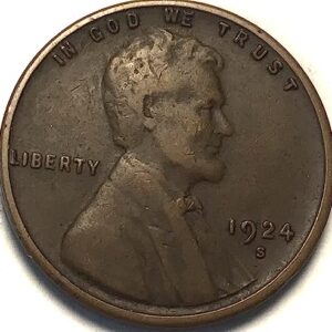 1924 S Lincoln Wheat Cent Penny Seller Fine