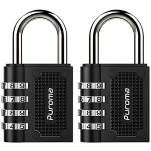 puroma 2 pack combination locks outdoor waterproof padlock for school gym locker outdoor fence hasp cabinet toolbox locker (black)