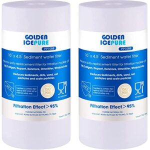 golden icepure 5 micron 4.5" x 10" whole house sediment water filter compatible for ge gxwh30c gxwh35f, plumber w10-pr, culligan rfc-bbsa, w15-pr, culligan hd-950, wfhd13001b 2pack